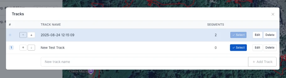 Tracks management modal